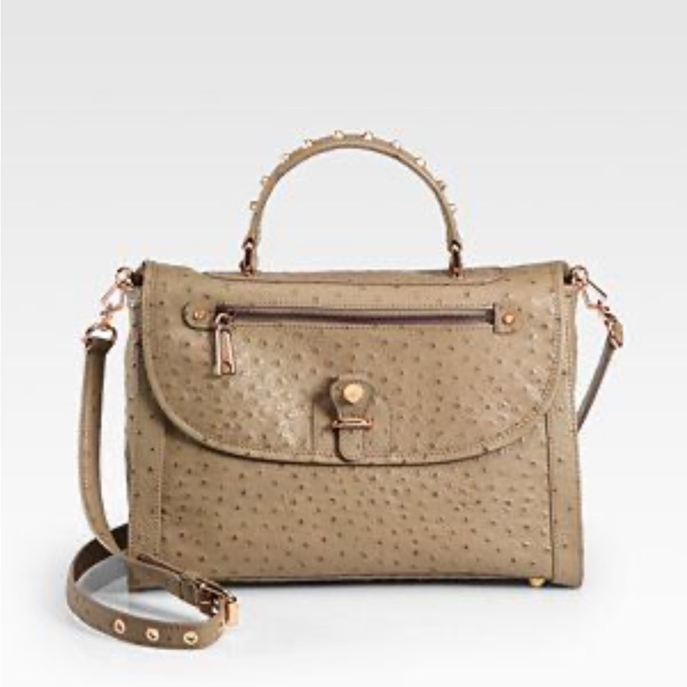 Rebecca Minkoff Tan Satchel Ostrich Print
